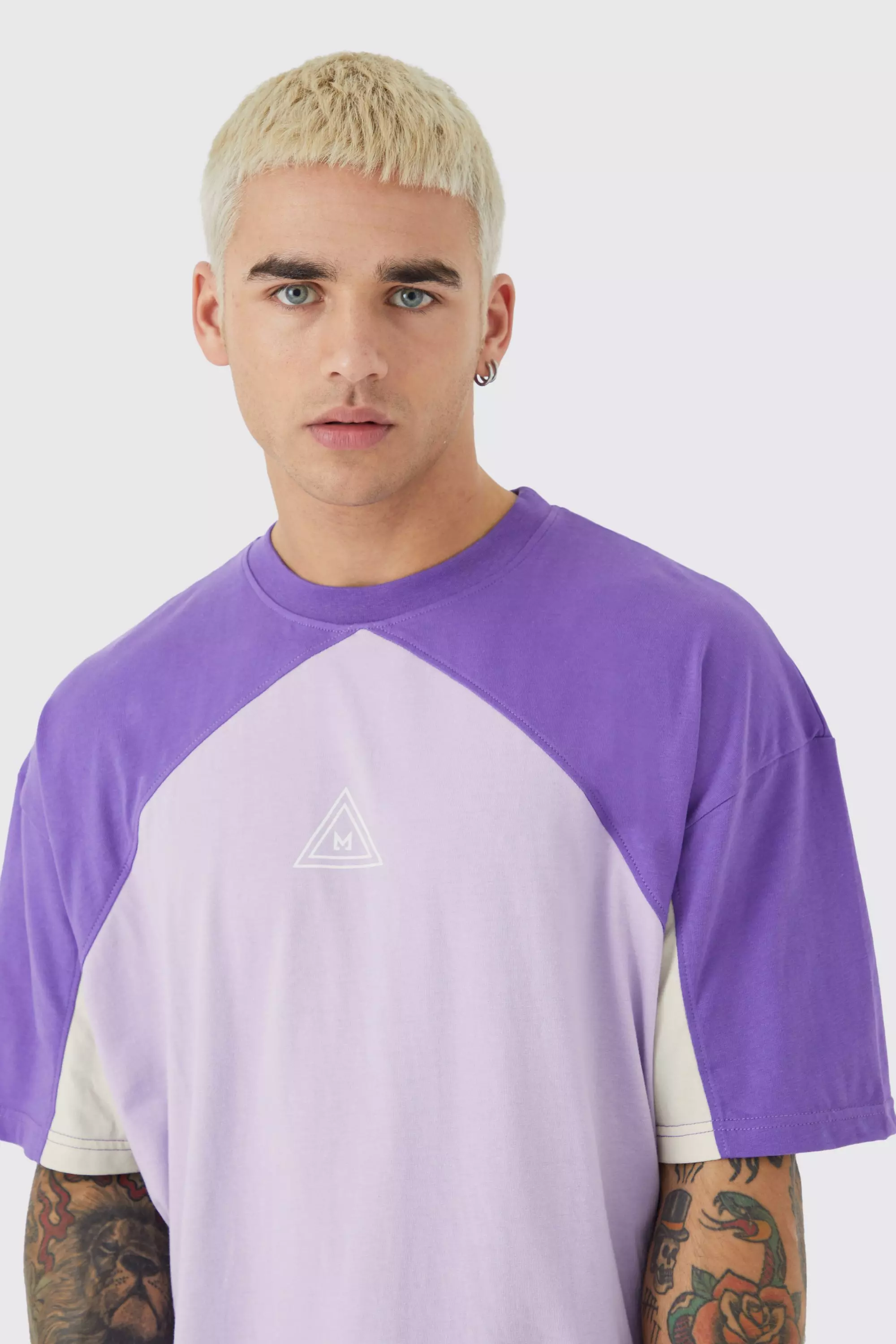 Purple Oversized Branded Colour Block T-shirt alternative image