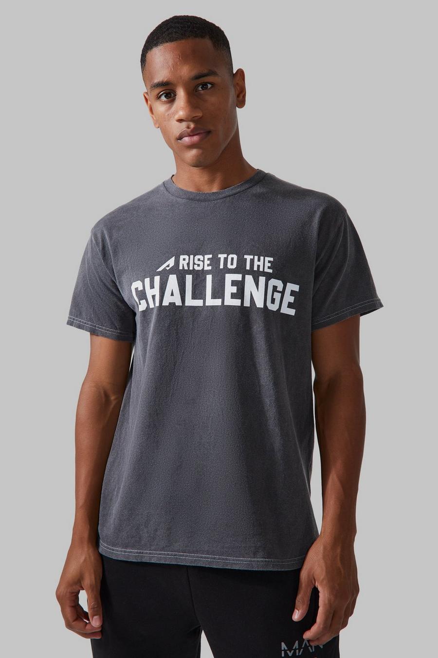 Charcoal Active Overdyed Rise To The Challenge T-shirt image number 1