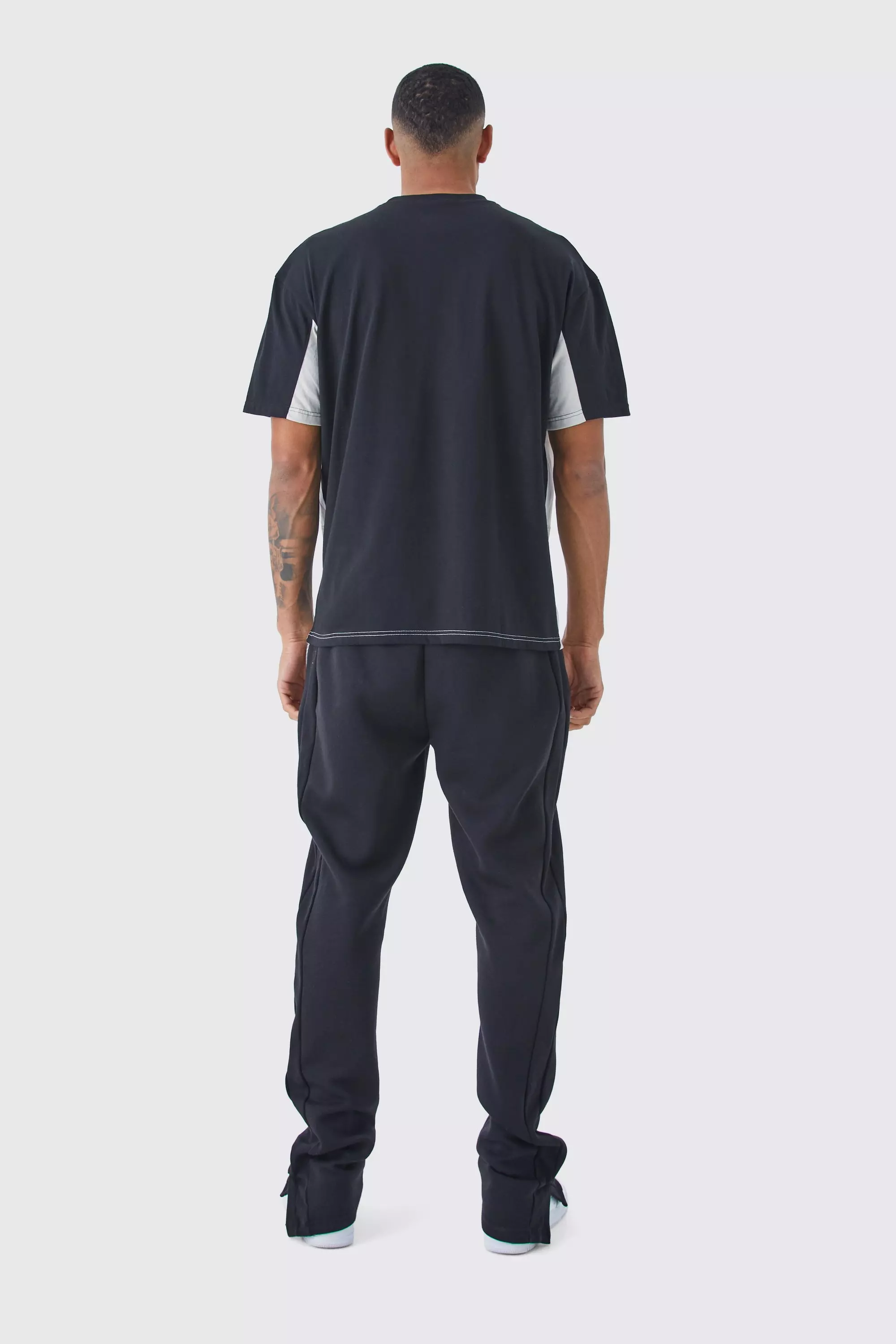 Black Tall Oversized Branded Colour Block T-shirt alternative image