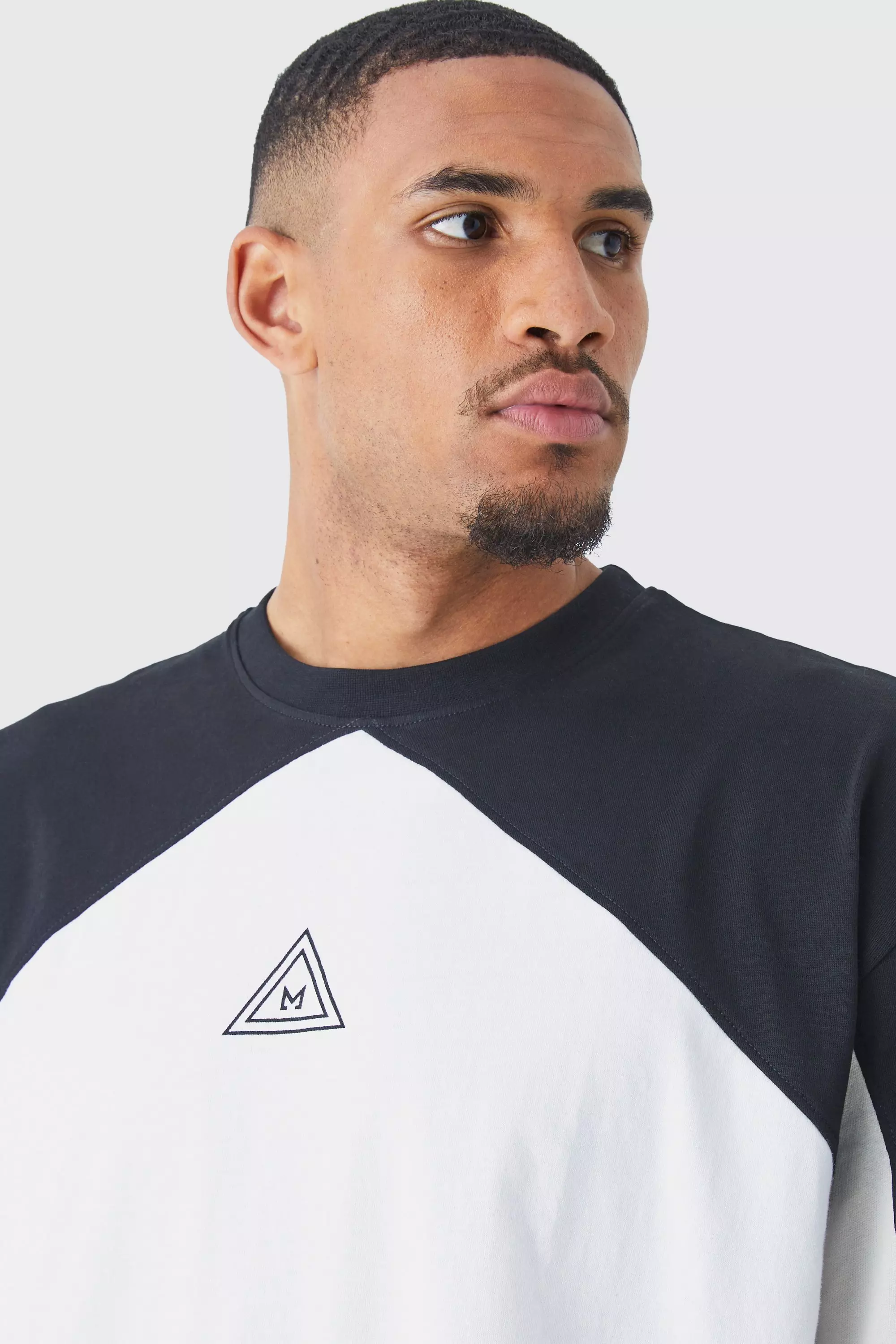 Black Tall Oversized Branded Colour Block T-shirt alternative image