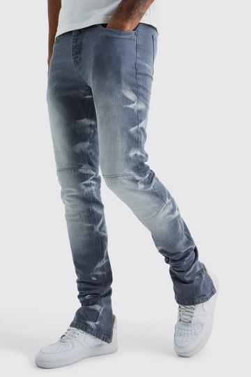 Grey Tall Skinny Stretch Stacked Zip Hem Jean