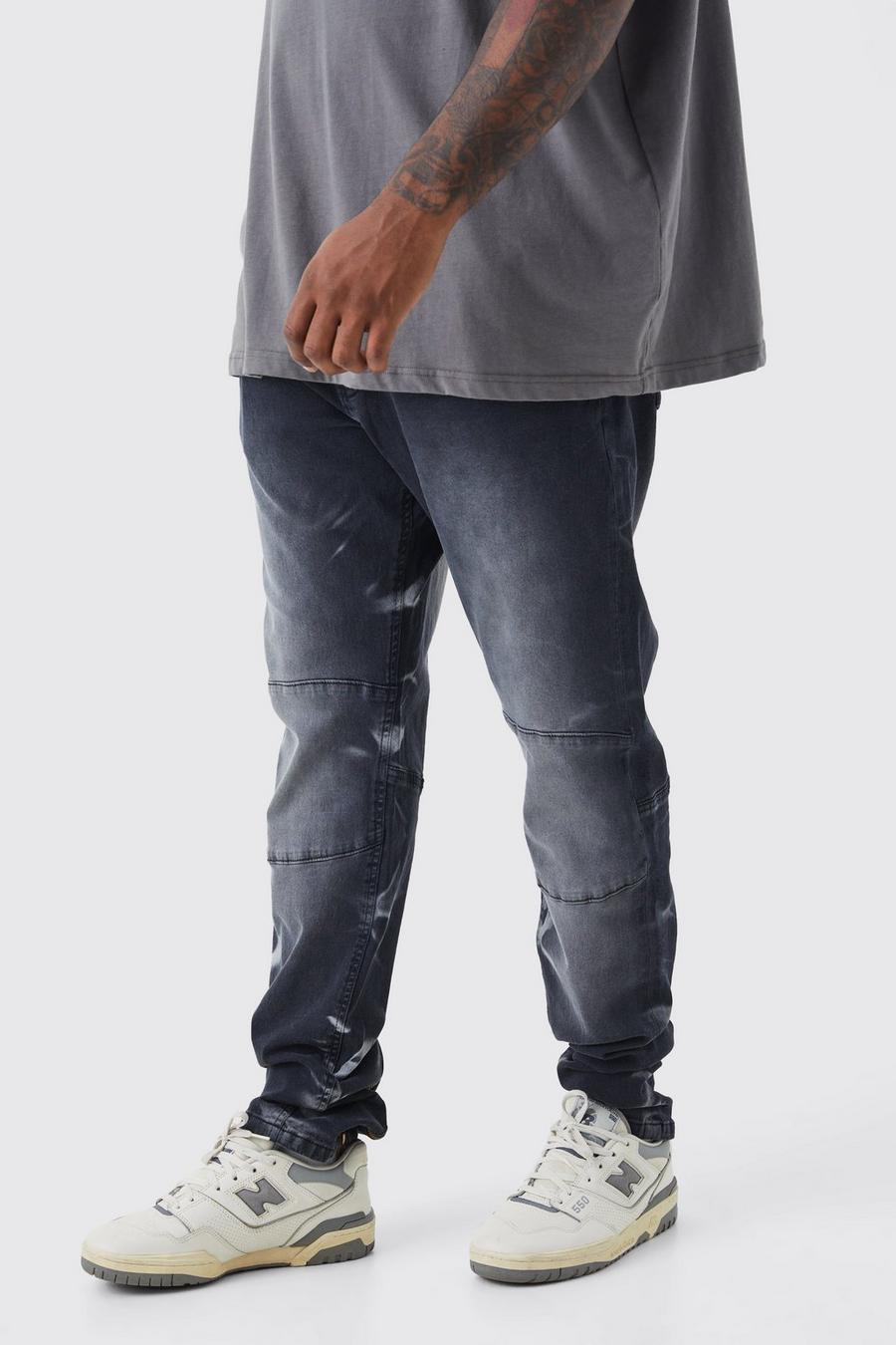 Plus Skinny Stretch Jeans mit Reißverschluss, Black image number 1