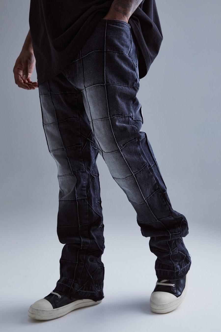 Washed black Plus Slim Rigid Flare Panelled Gusset Jean