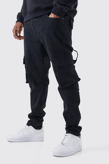 Black Plus Skinny Stretch Carpenter Cargo Jeans