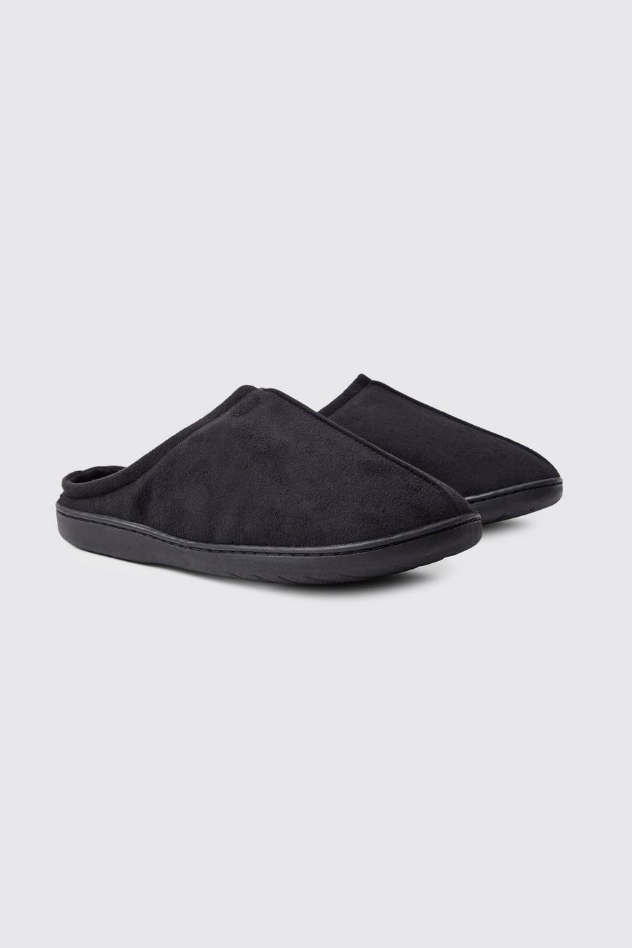 Black Faux Suede Mule Slippers image number 1