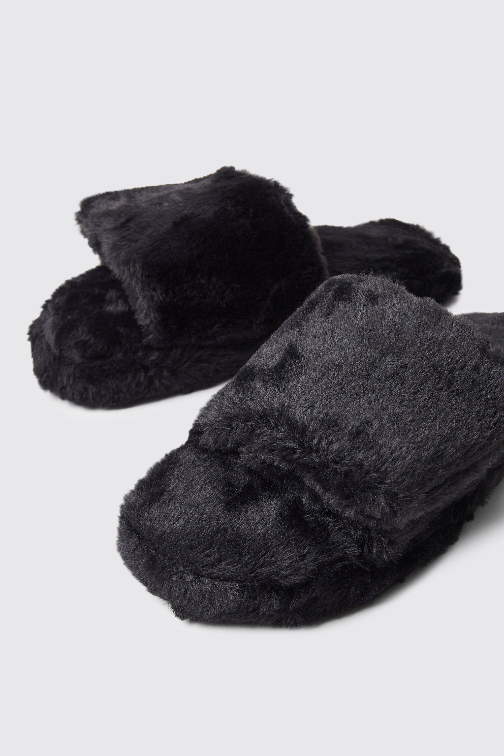 Furry slippers for deals men