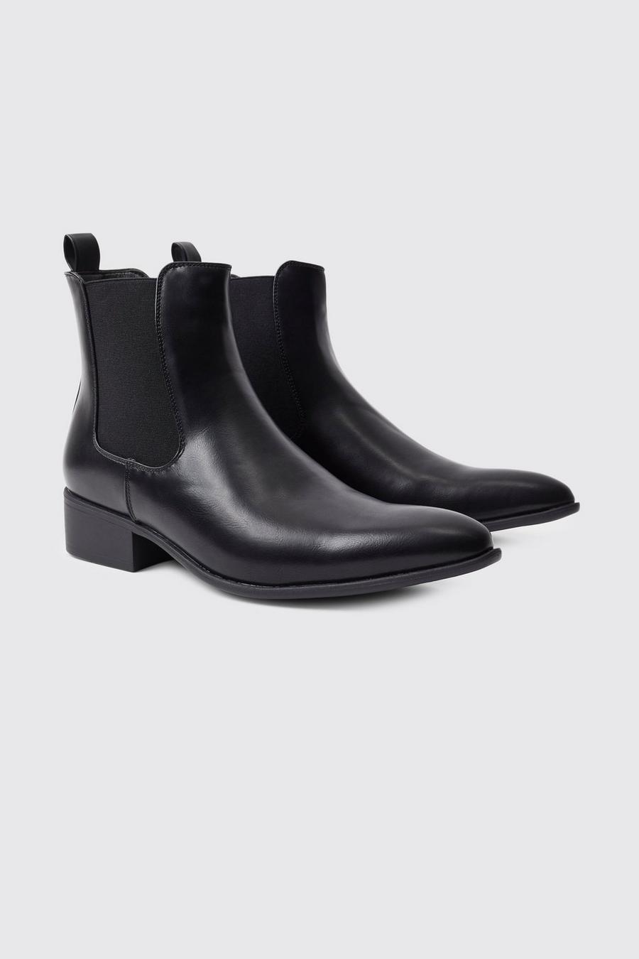 Black svart Wester Style Chelsea Boots