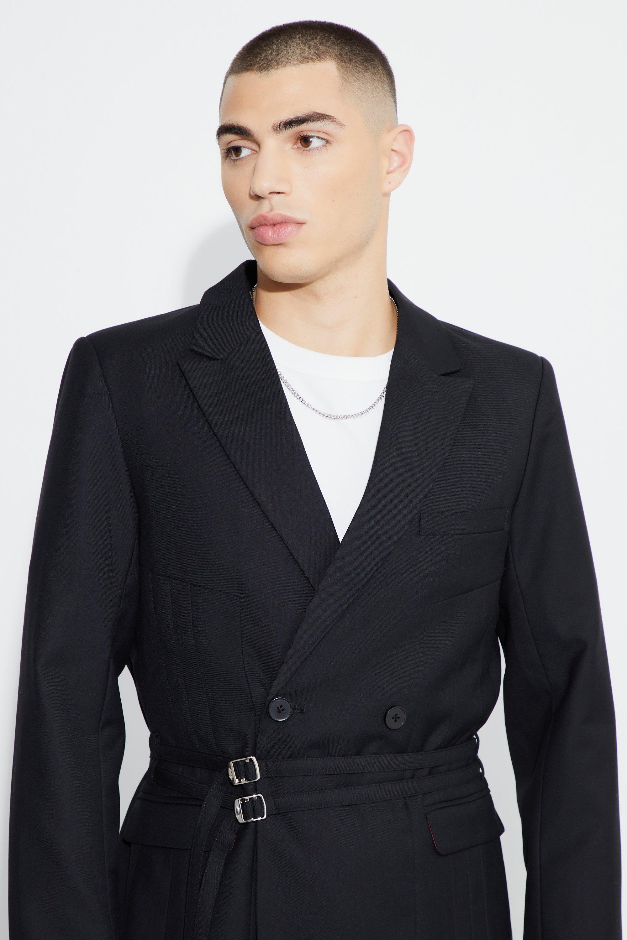 Slim Fit Double Breasted Seam Detail Blazer