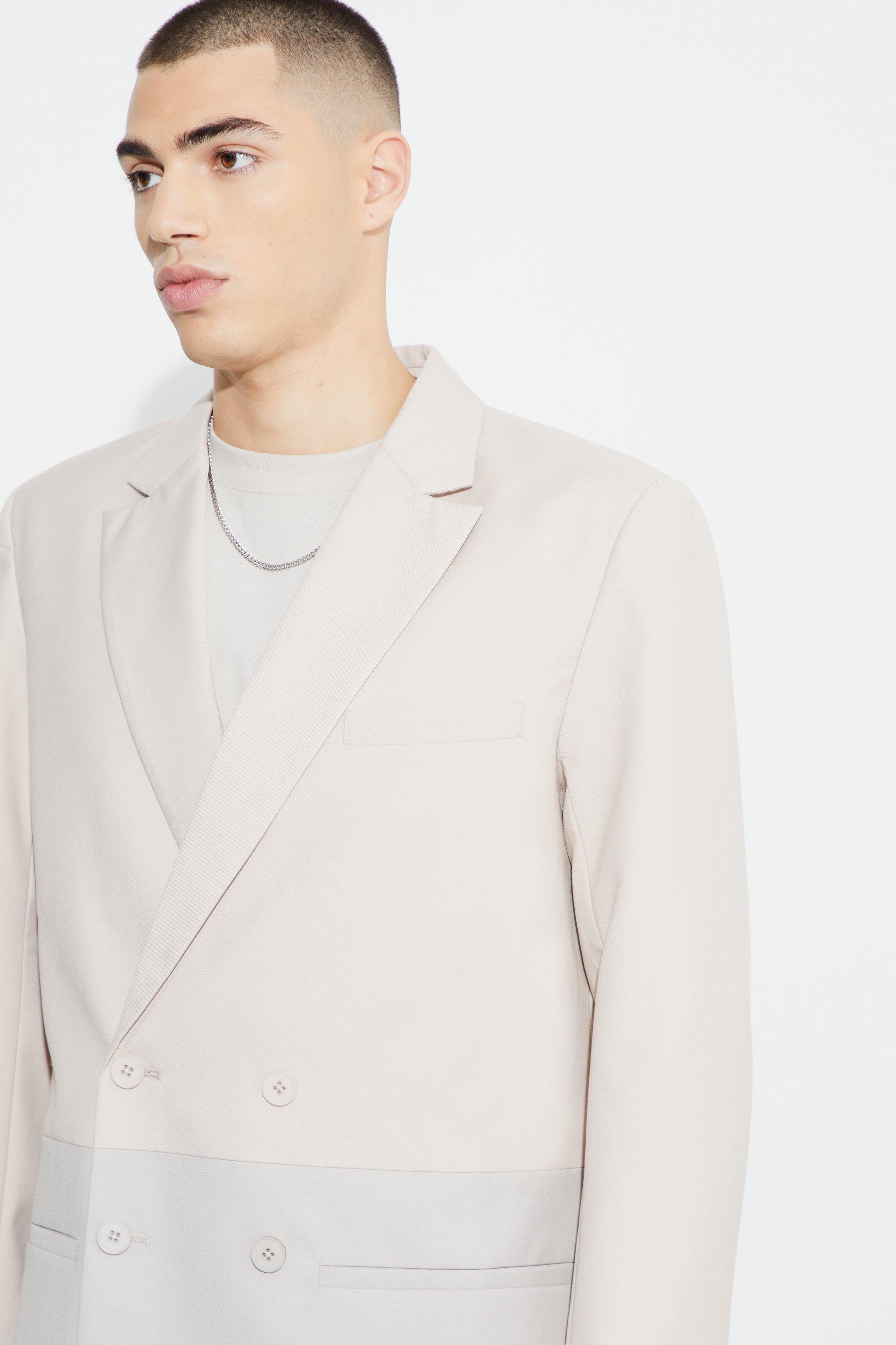 Men's white double breasted blazer sale