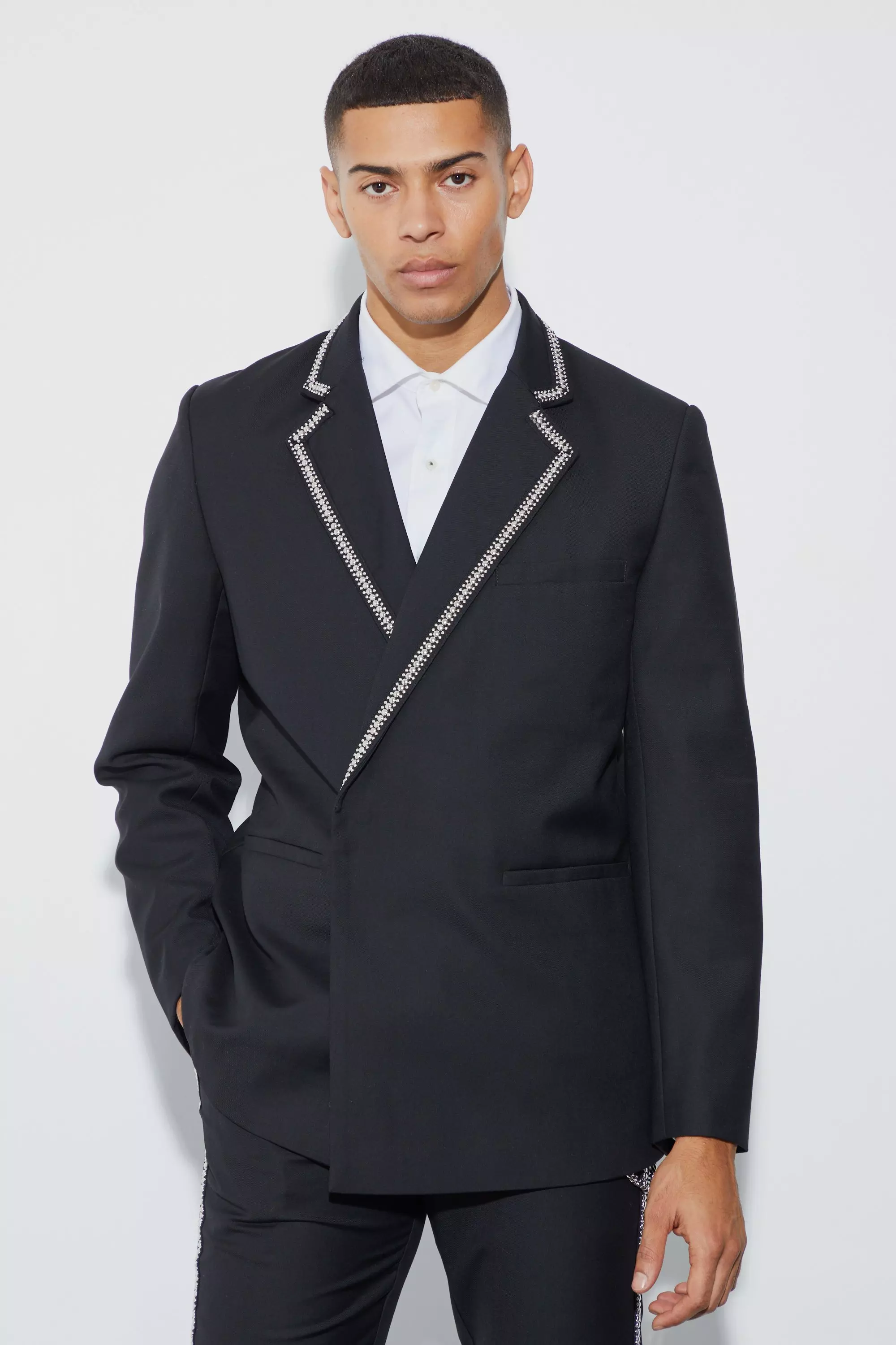 Relaxed Fit Double Breasted Stud Suit صورة بديلة