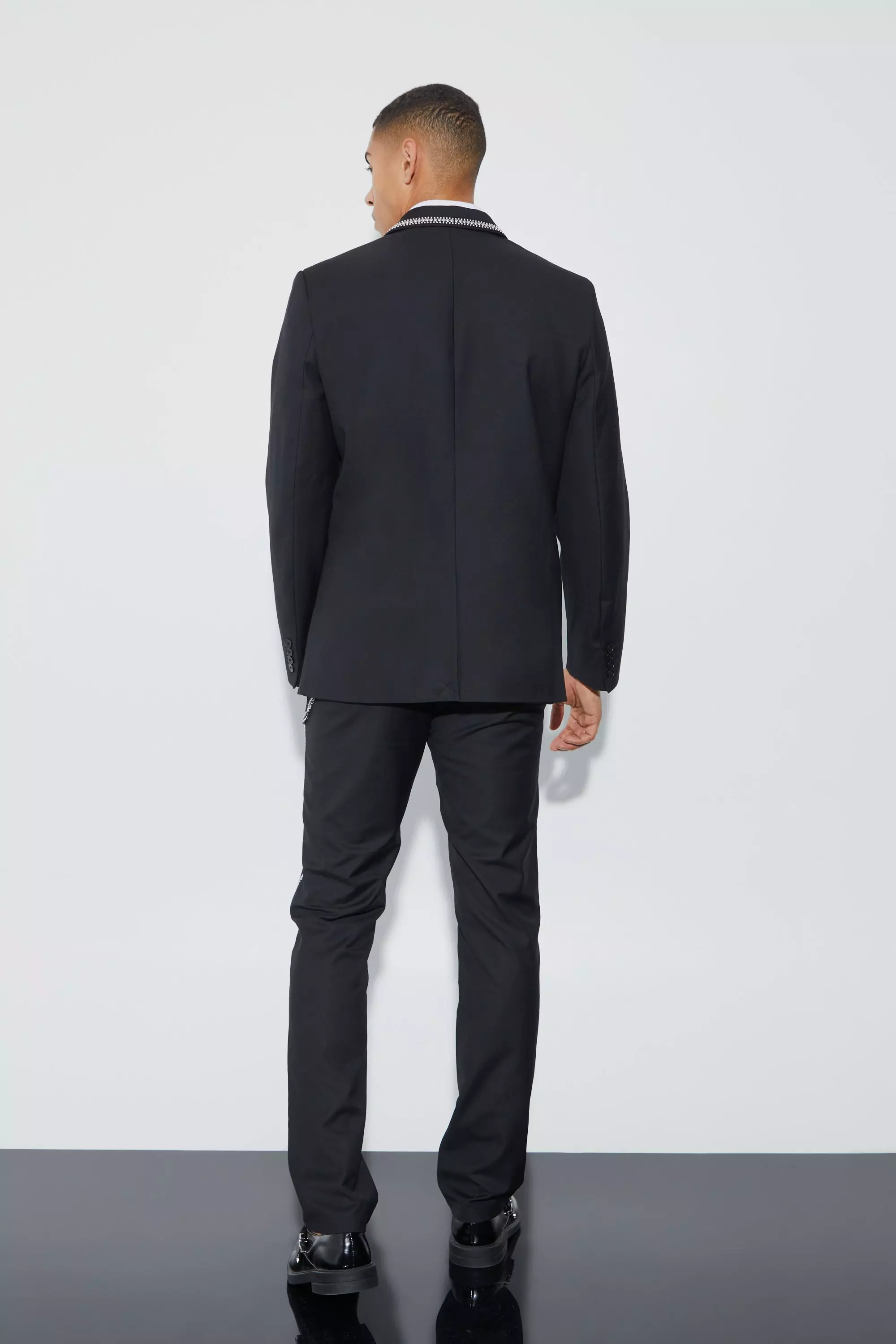 Black Relaxed Fit Stud Detail Trouser With Chain alternative image