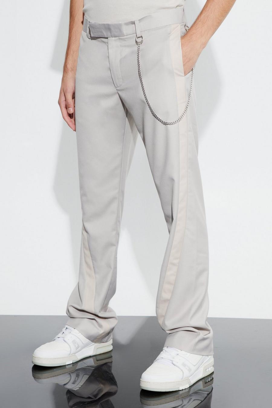 Pantaloni a zampa Slim Fit con pannelli a blocchi di colore, Ecru image number 1