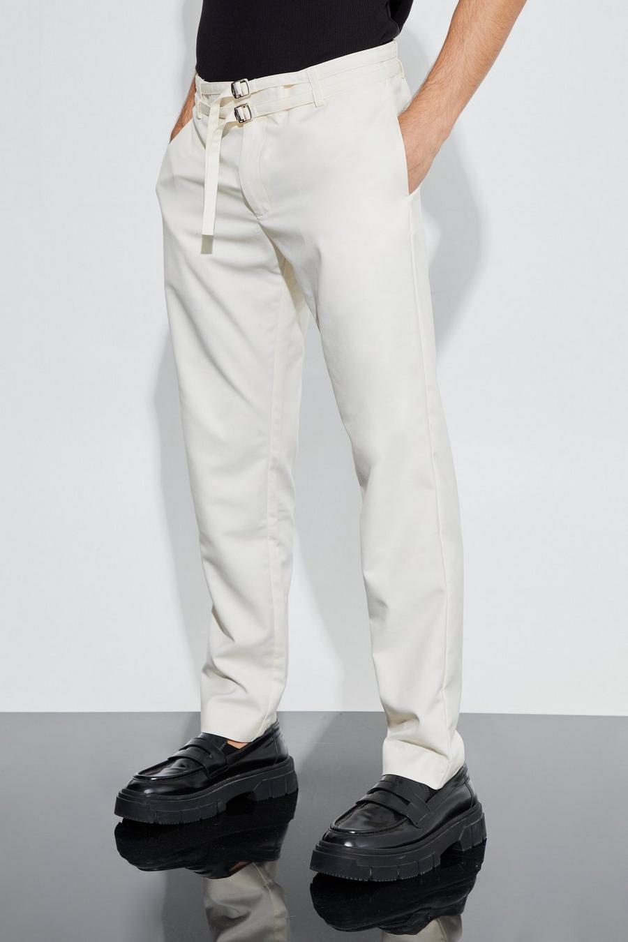 Stone Relaxed Fit Trouser With Double Belt Detail image number 1
