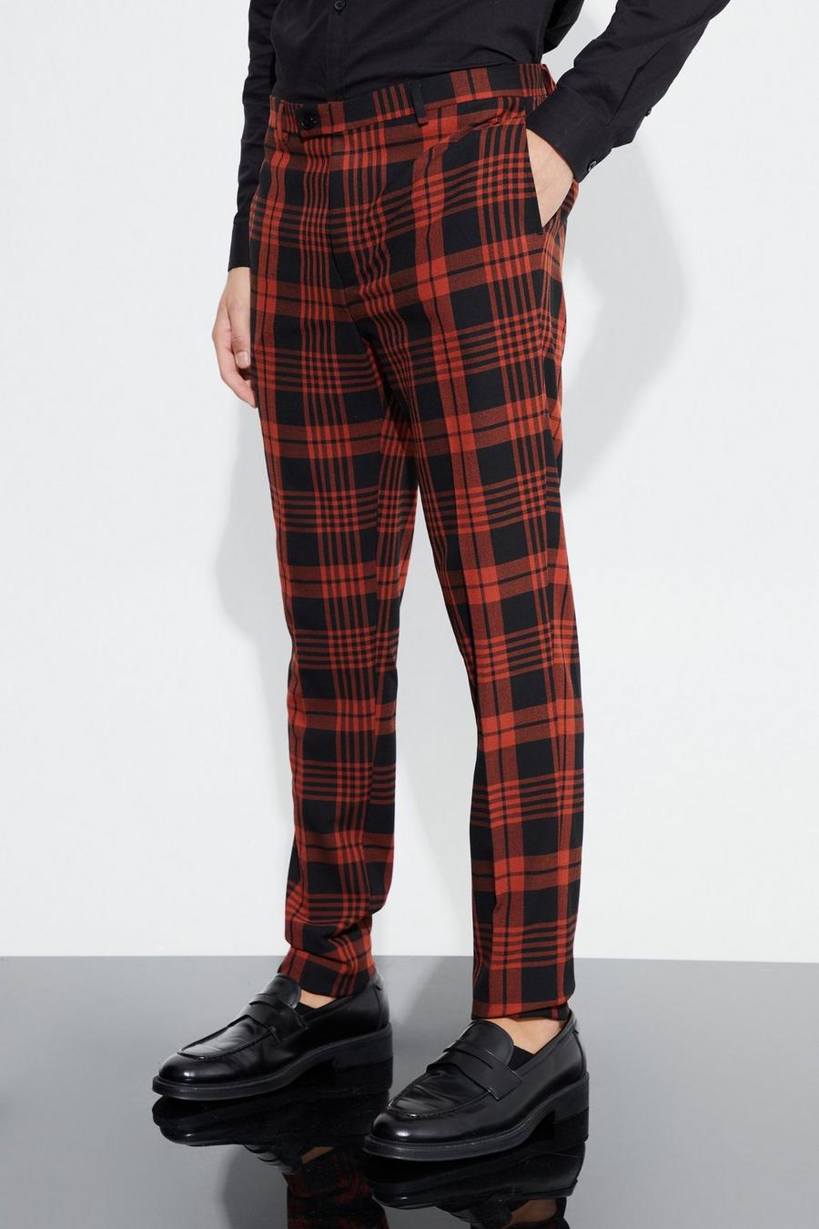 Tall Super Skinny Red Check Trouser image number 1