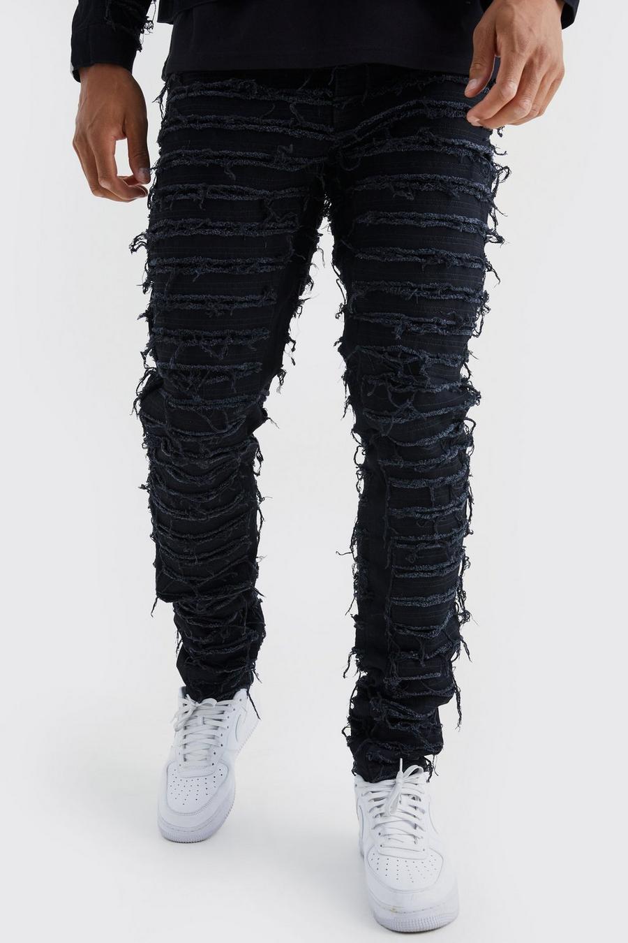 True black Tall Slim Rigid All Over Distressed Jeans