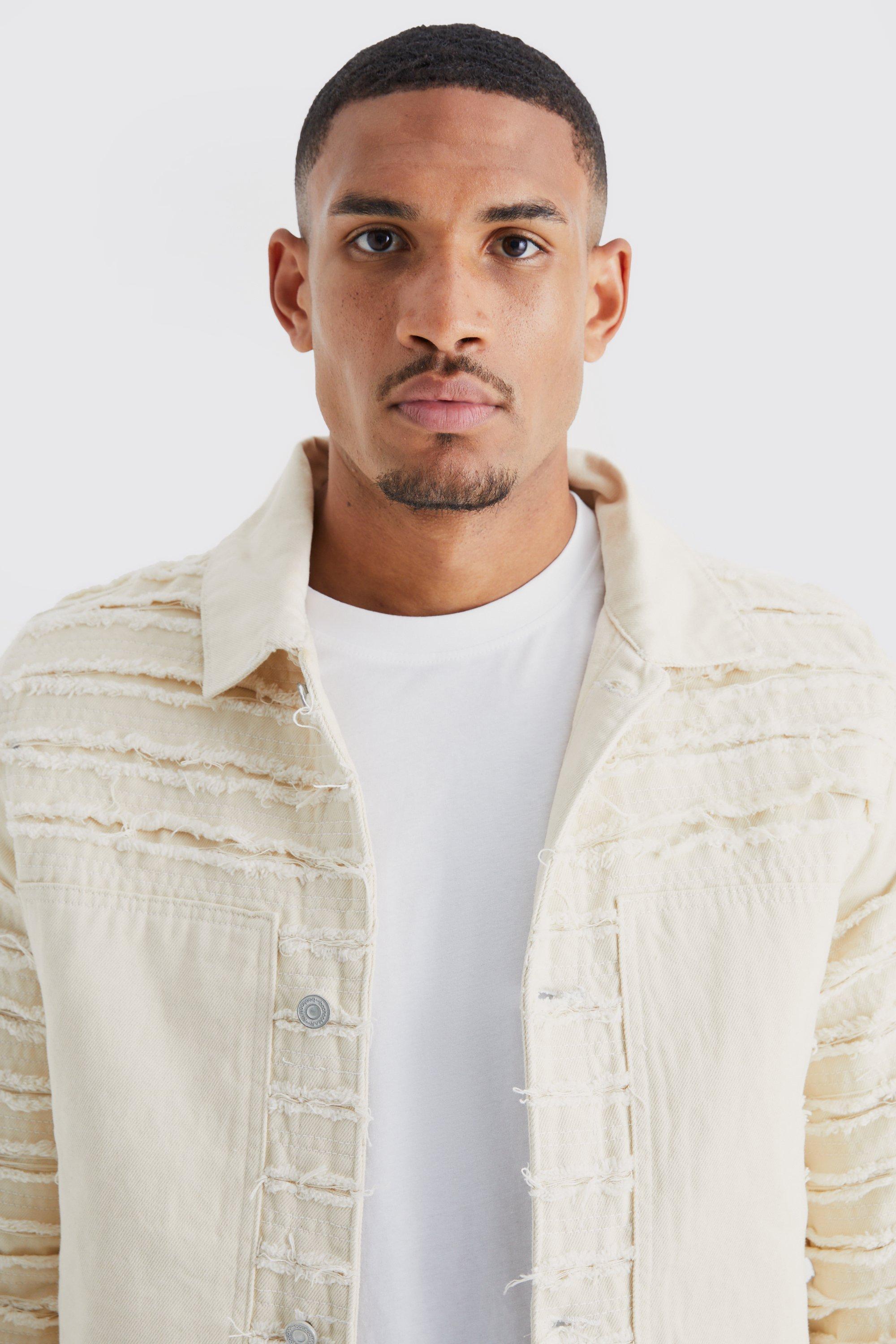 White denim outlet jacket boohoo