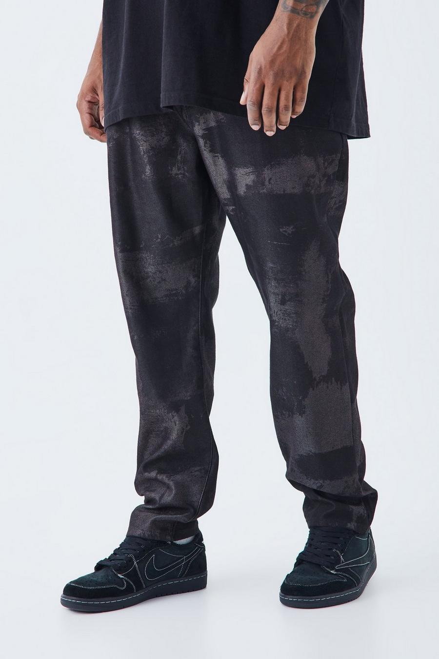 True black Plus Onbewerkte Gebleekte Slim Fit Jeans Met Gusset Detail image number 1