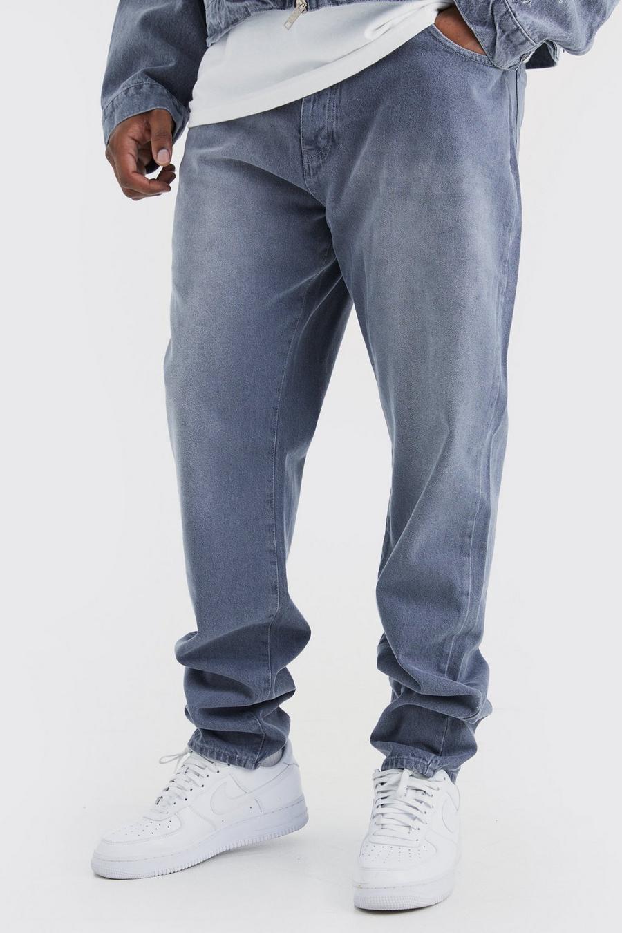 Grey Plus Slim Rigid Stacked Jeans