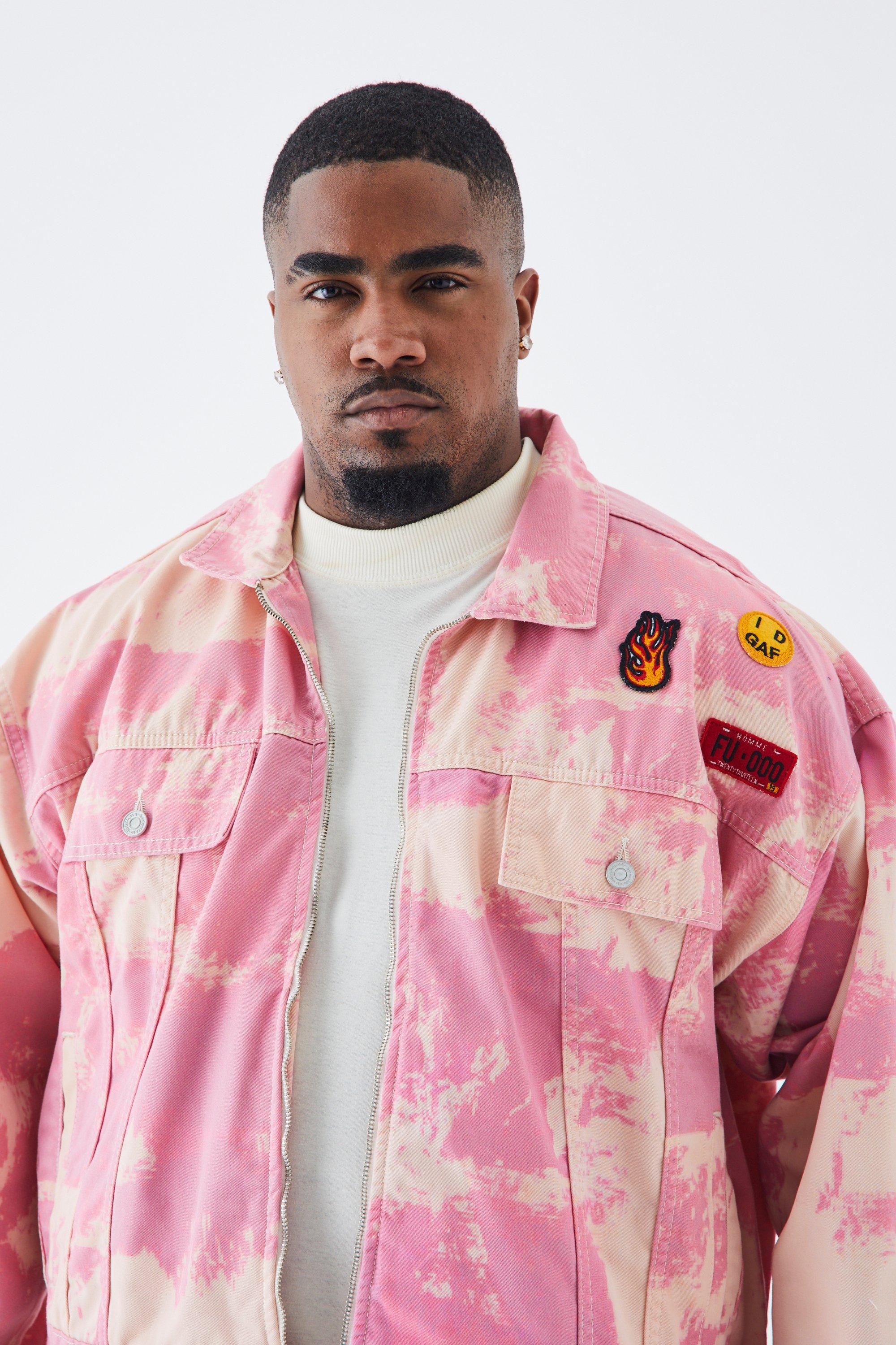 Pink denim jacket clearance boohoo