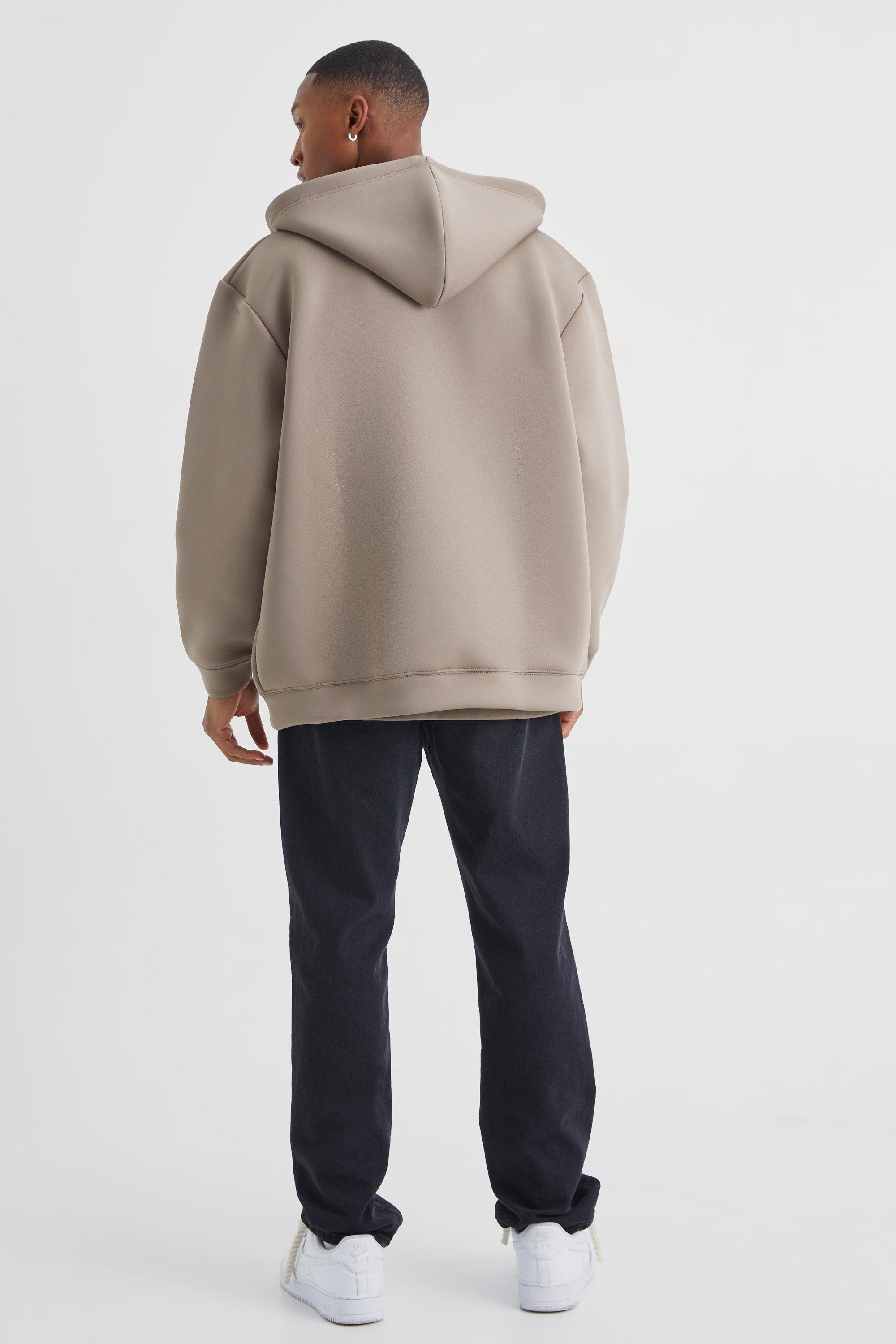 Felpa oversize in Scuba rivestito con zip e cappuccio boohoo IT