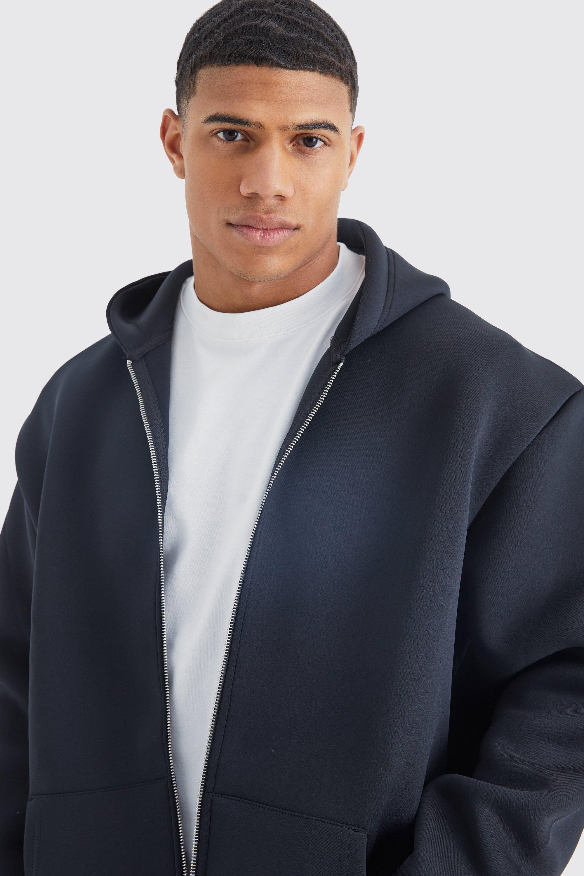 Oversized Zip Through Bonded Scuba Hoodie