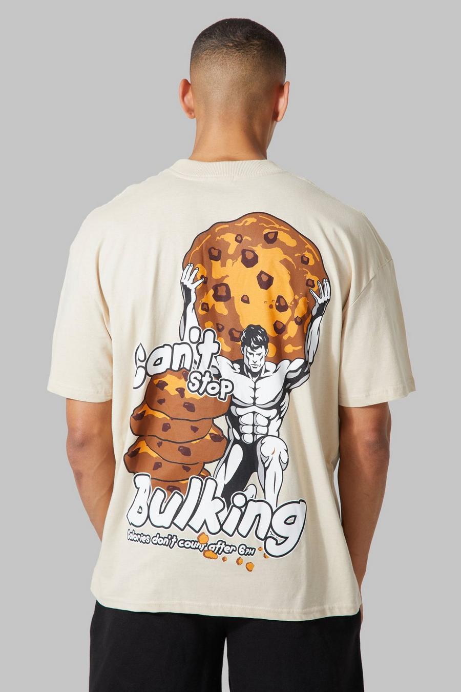 Man Active Oversize T-Shirt mit Cant Stop Bulking Print, Sand image number 1