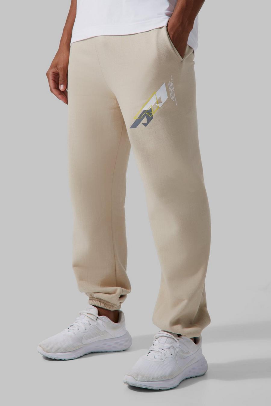 Pantalón deportivo oversize Active con estampado, Sand image number 1