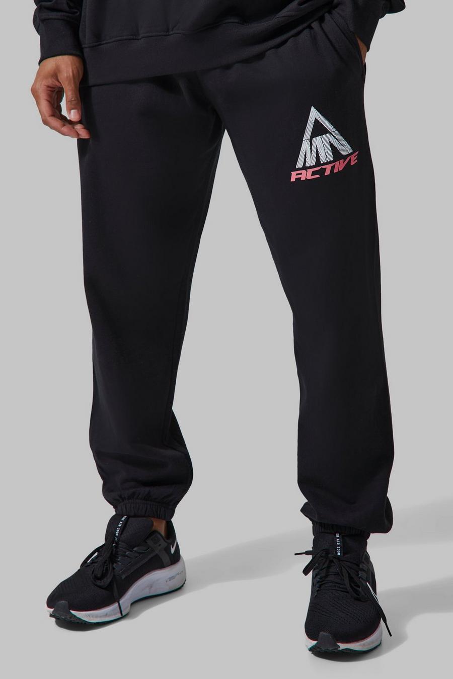 Black Active Oversized Grid Graphic Jogger