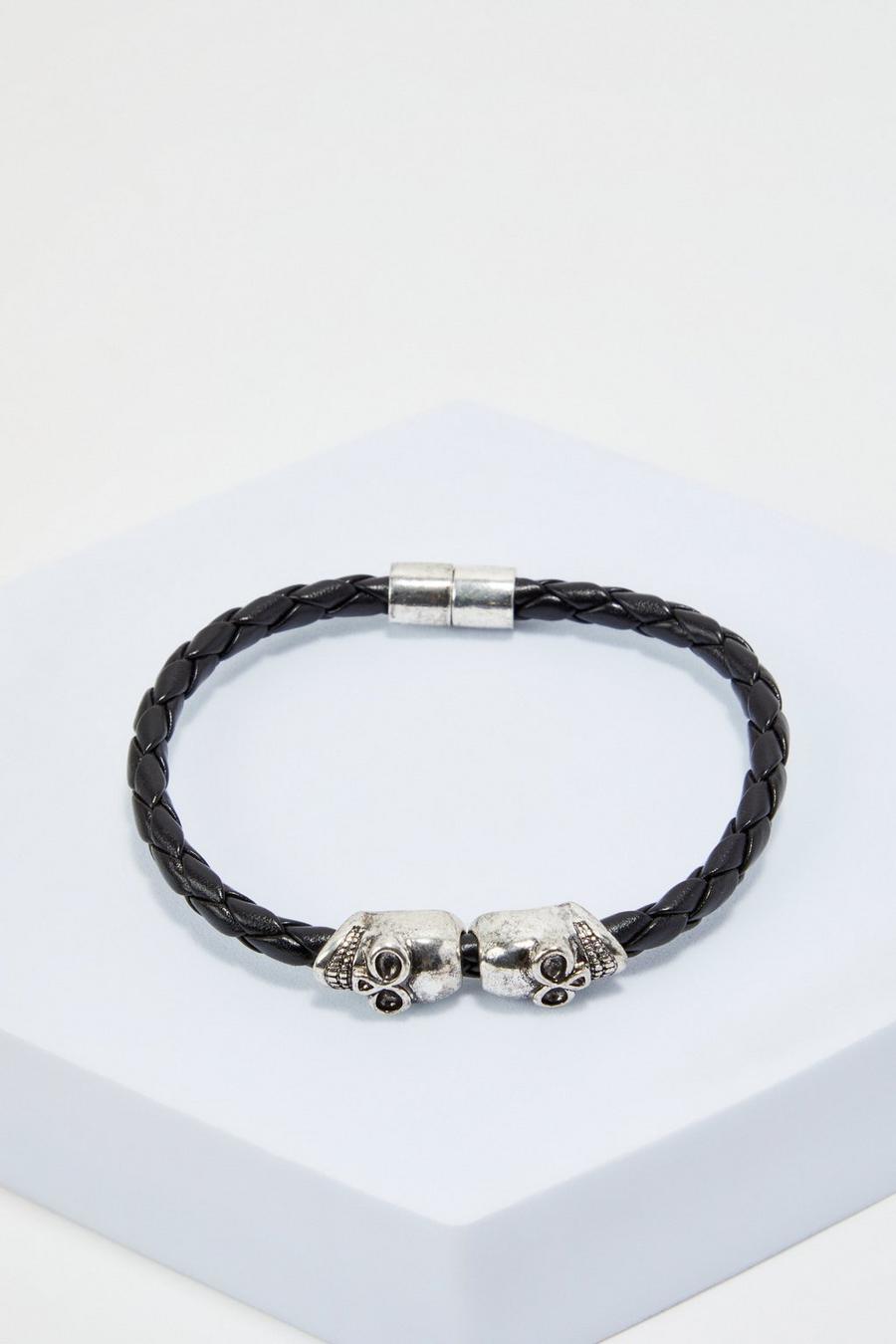 Black schwarz Skull Rope Bracelet