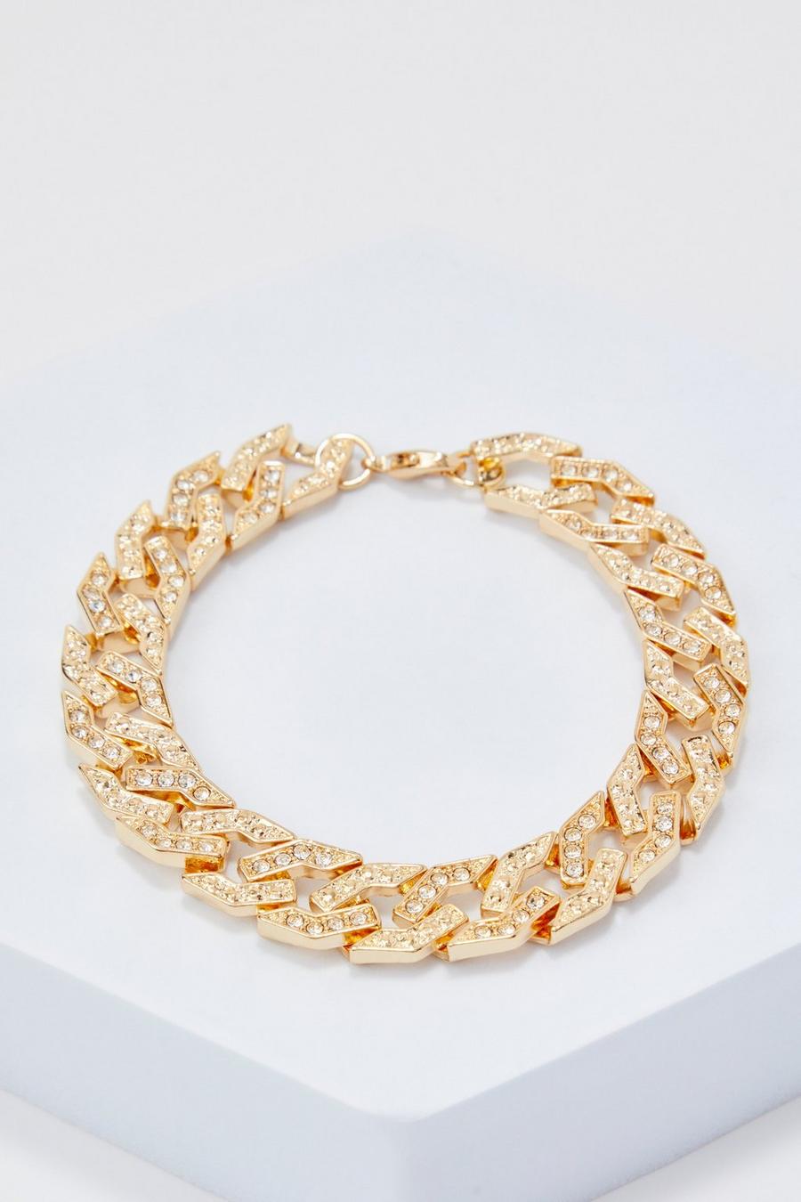 Gold métallique Chunky Iced Bracelet 