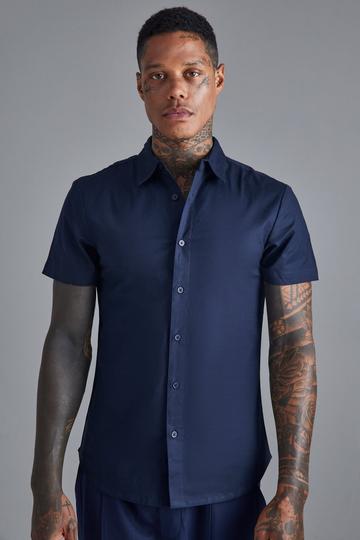 Short Sleeve Slim Shirt navy