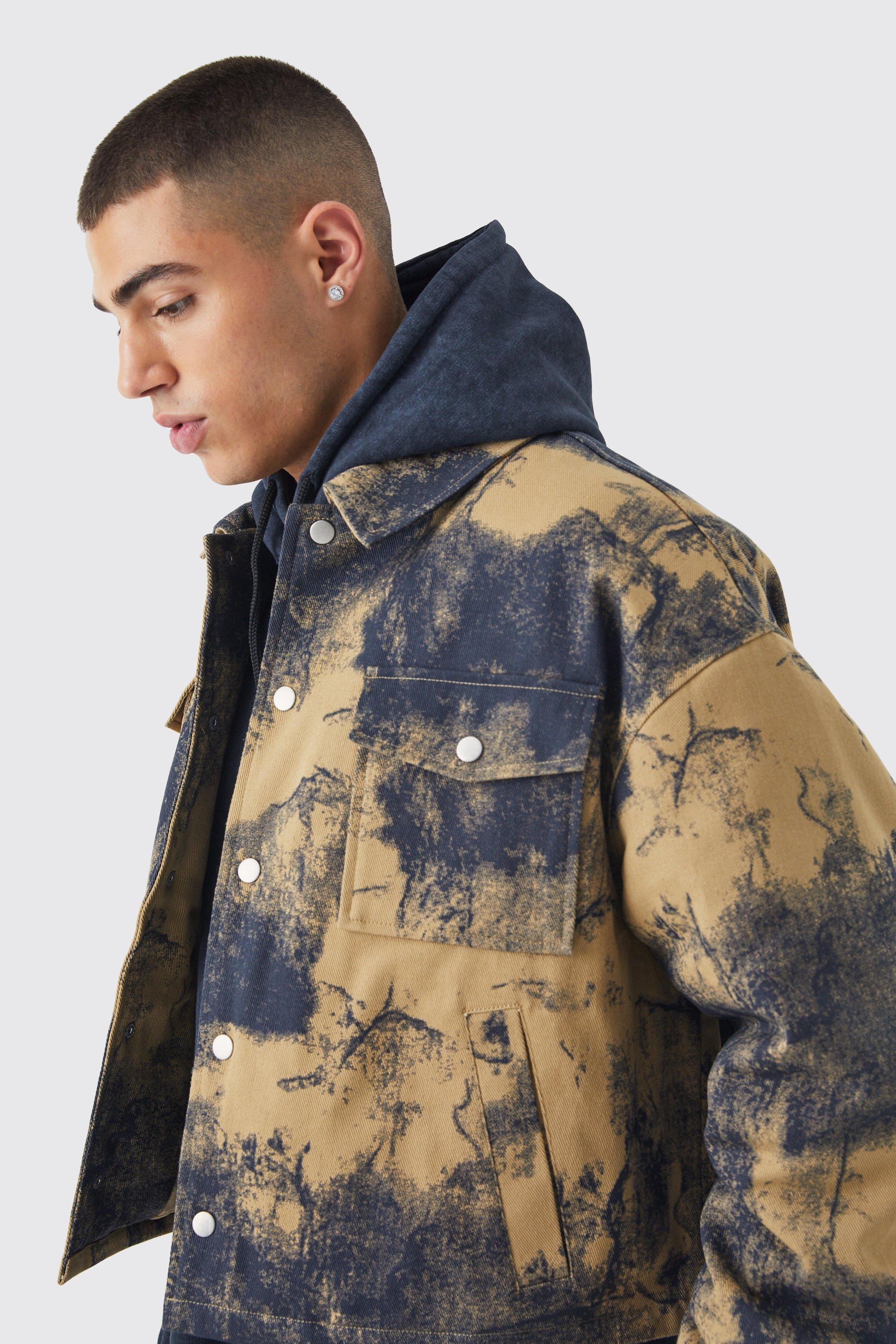 Twill Camo Print Hooded Jacket