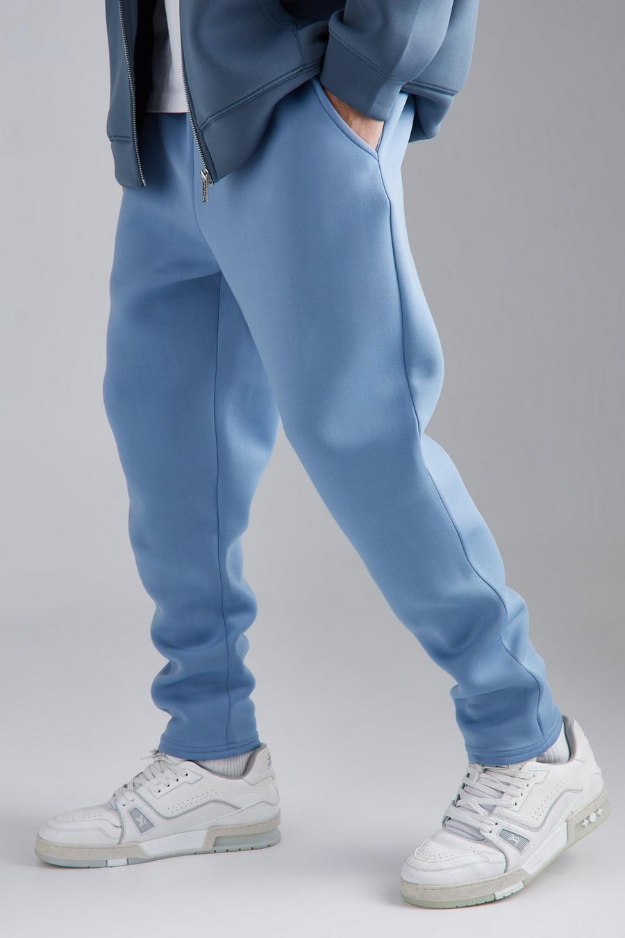 Dusty blue Slim Tapered Cropped Bonded Scuba Jogger image number 1