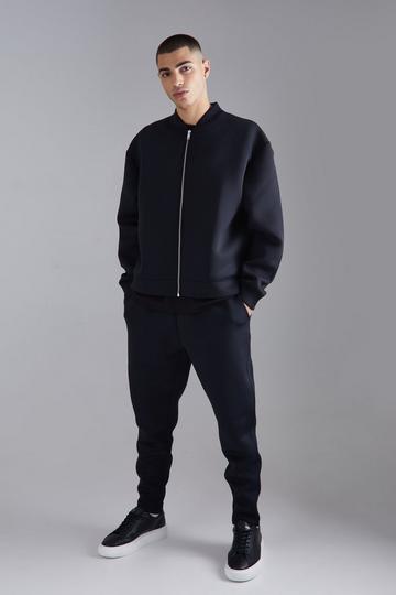 Oversized Boxy Bonded Scuba Bomber Set black