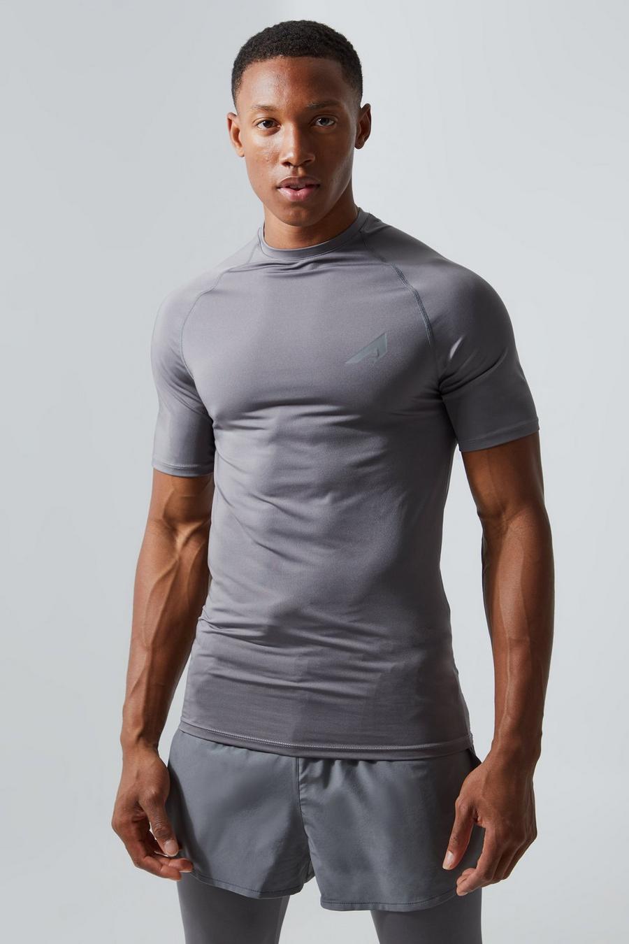 Charcoal Active Muscle Fit Fast Dry Raglan T-shirt image number 1