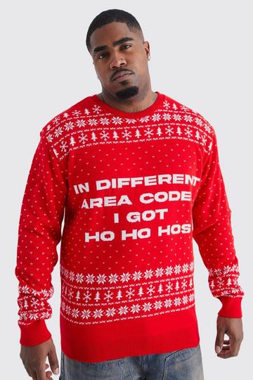 Plus I Got Ho Ho Hos Christmas Jumper red