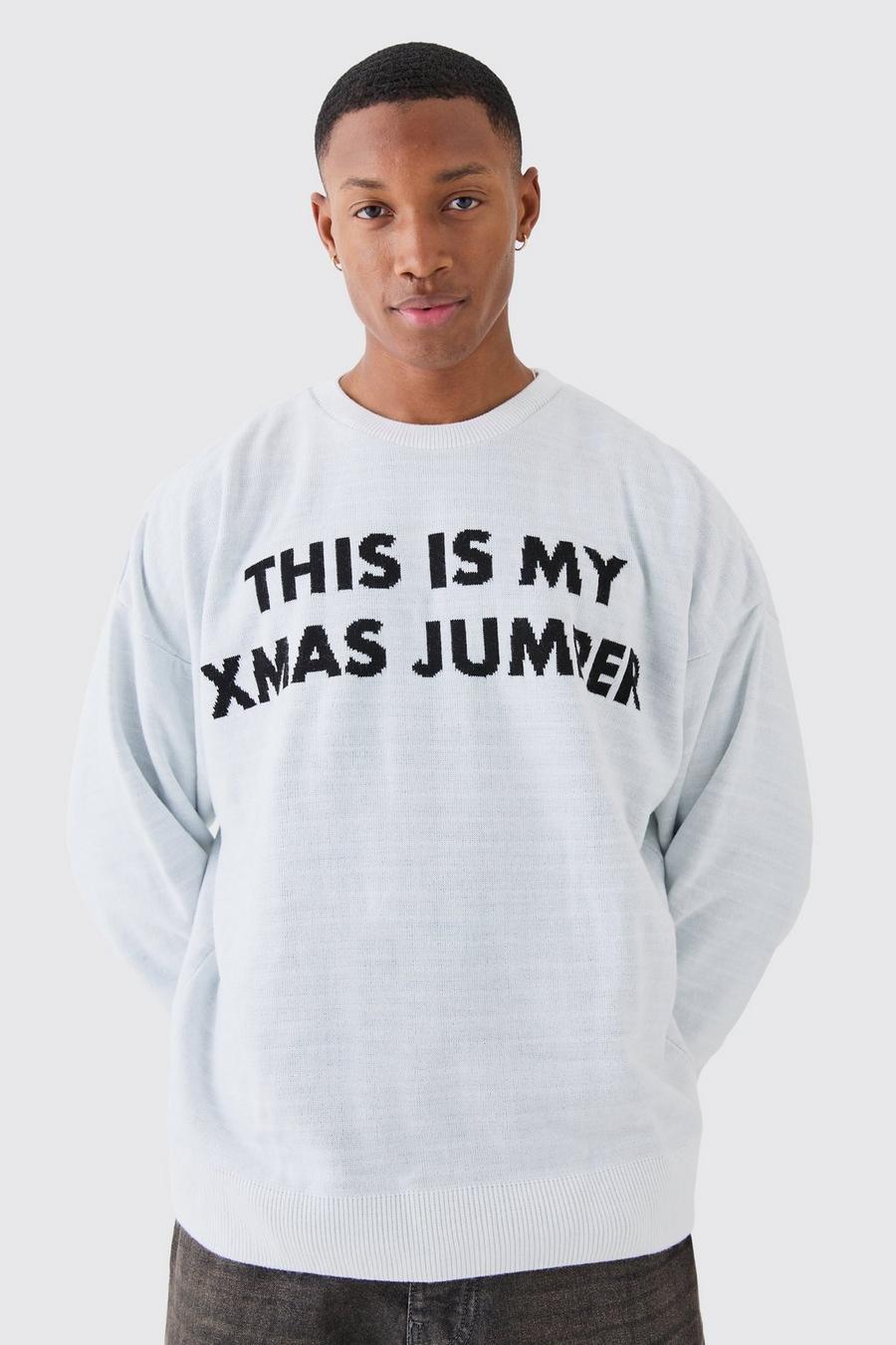 Pull oversize à slogan This Is My Xmas Jumper, White image number 1