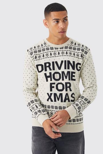 Stone Beige Driving Home For Xmas Sweater