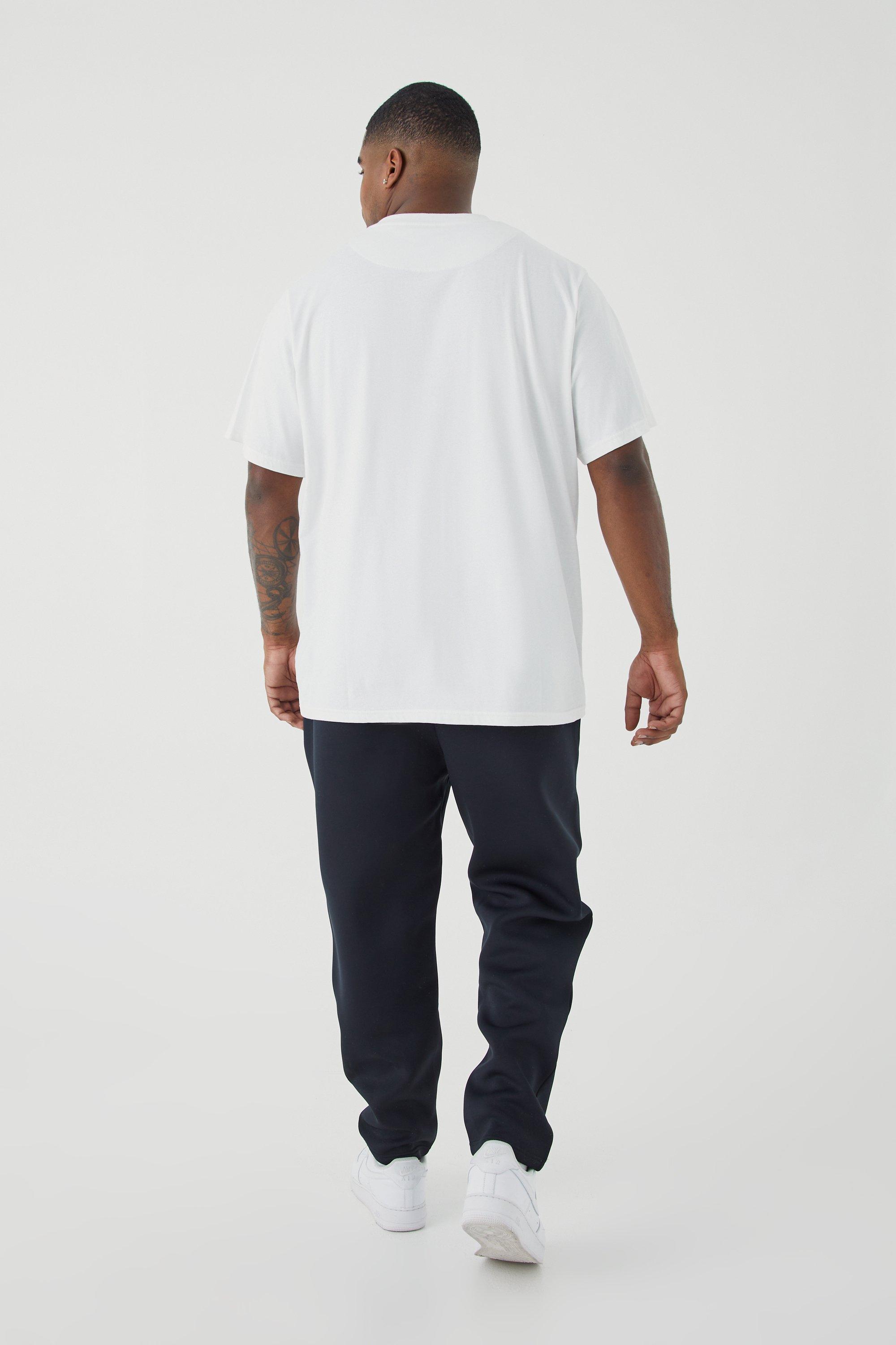 BoohooMAN Tall Slim Tapered Cropped Bonded Scuba Jogger in White for Men