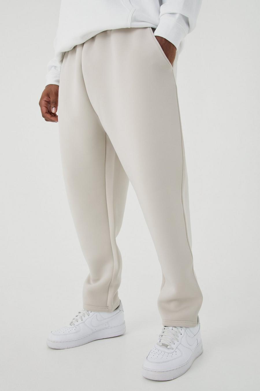 Stone beige Plus Slim Tapered Cropped Bonded Scuba Jogger