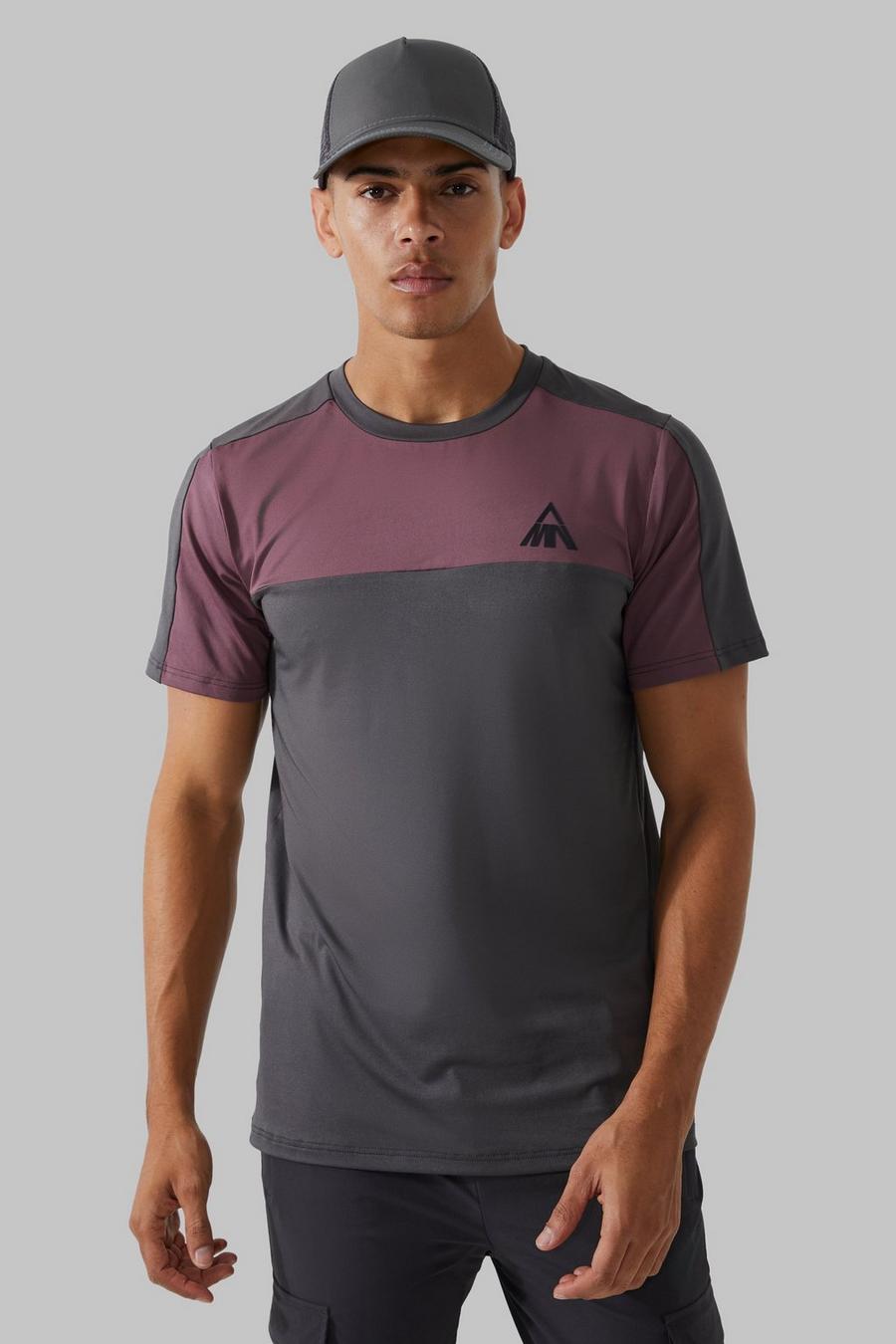 Man Active Colorblock T-Shirt, Berry image number 1