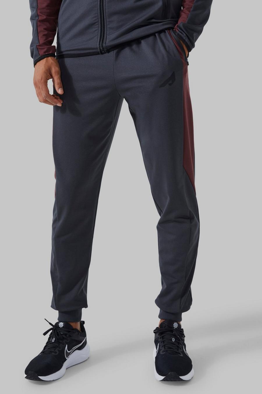 Pantaloni tuta Active a blocchi di colore con pannelli, Maroon image number 1
