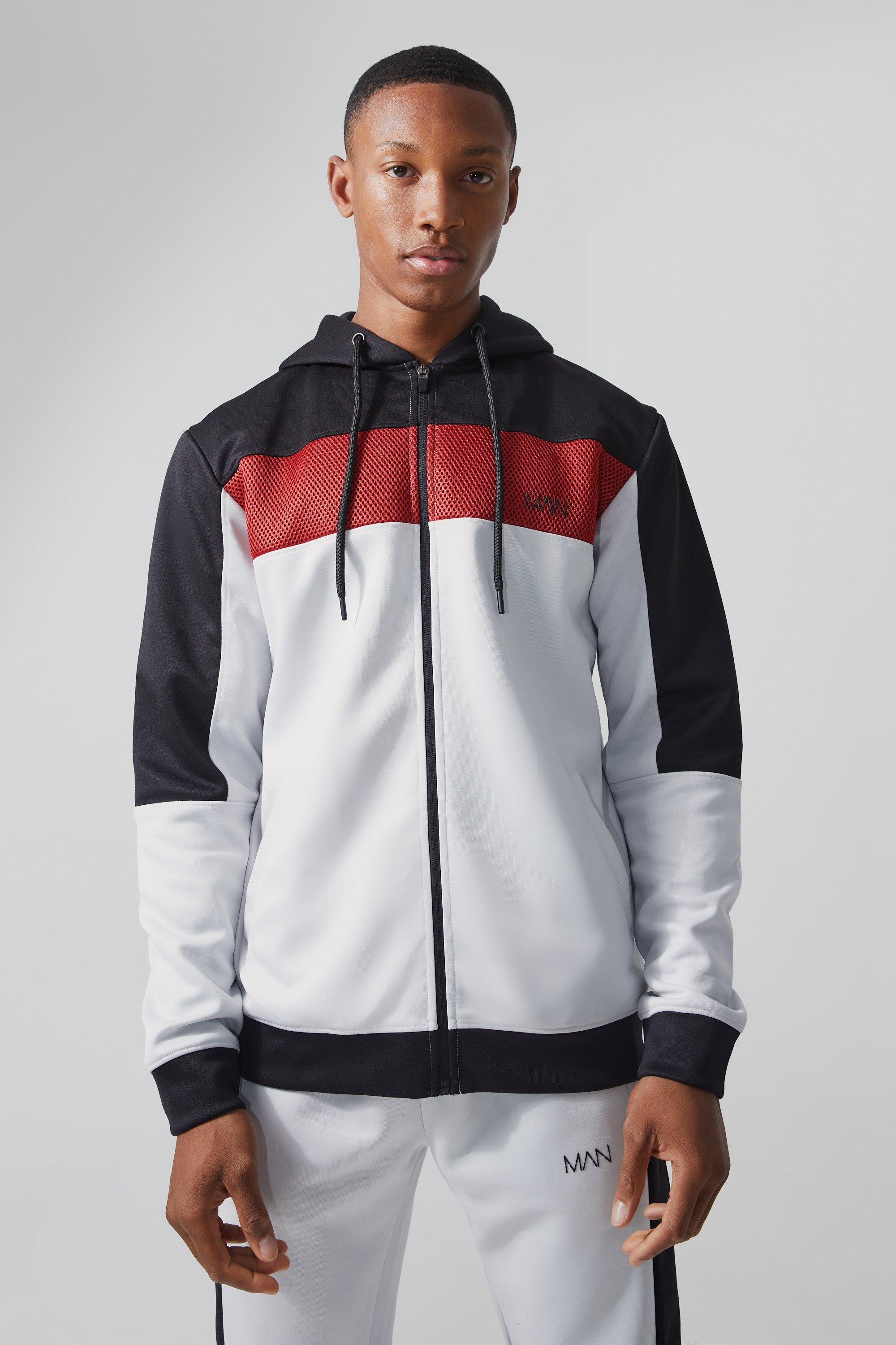 Active Mesh Panel Zip Through Tracksuit boohoo