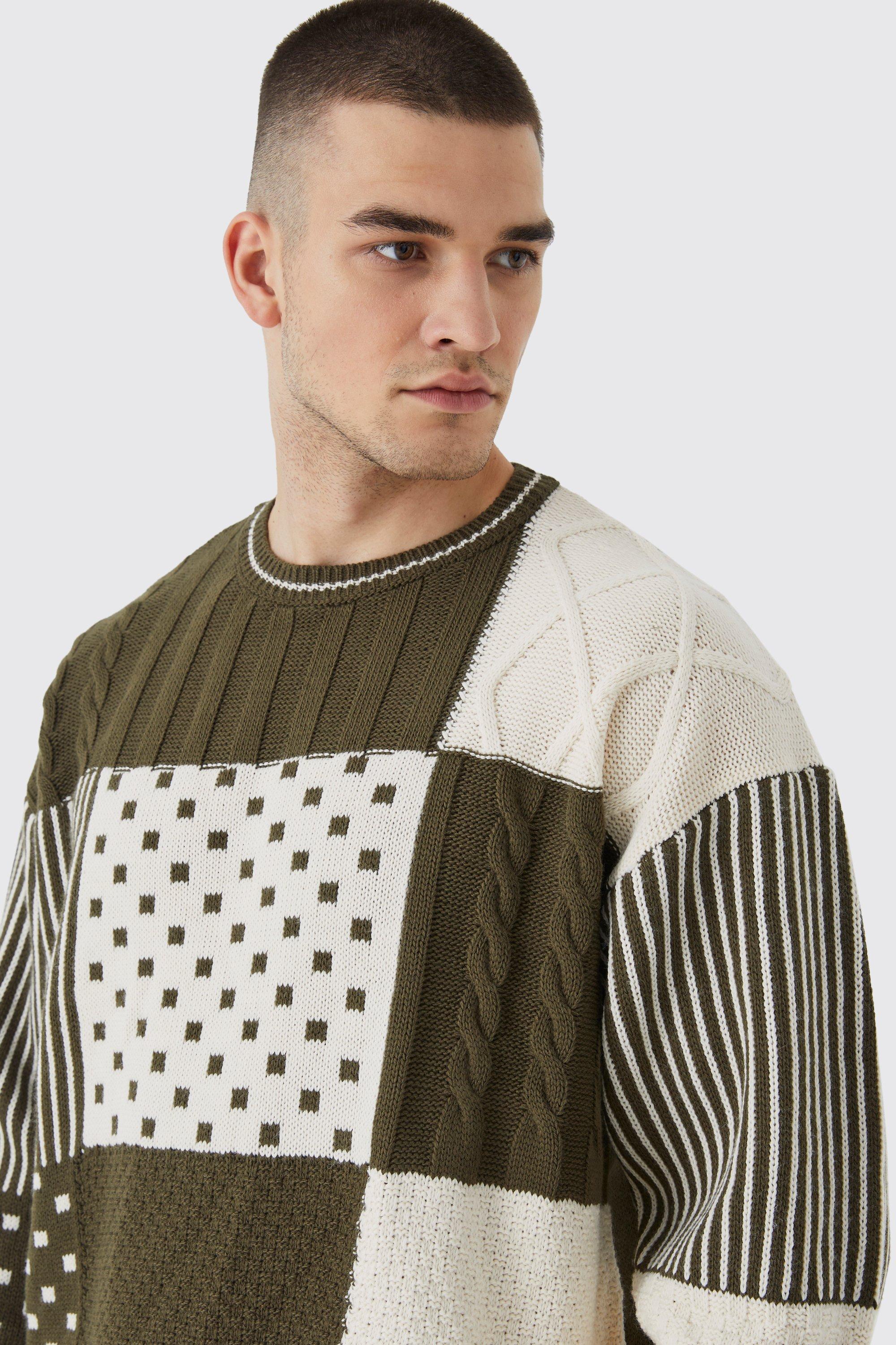 Tall Oversized Boxy Cable Checkerboard Jumper