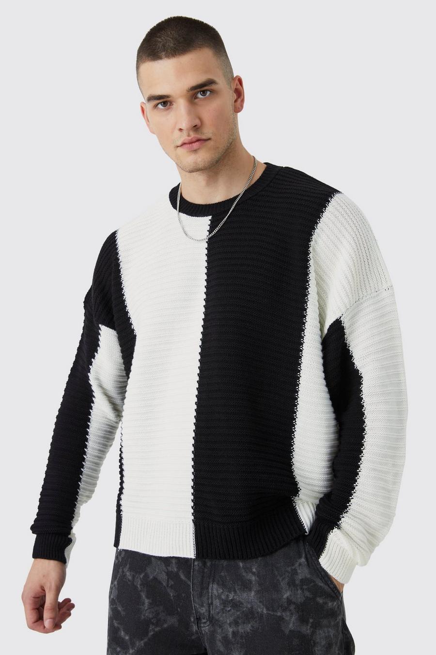 Tall Oversize Colorblock Pullover, Black image number 1