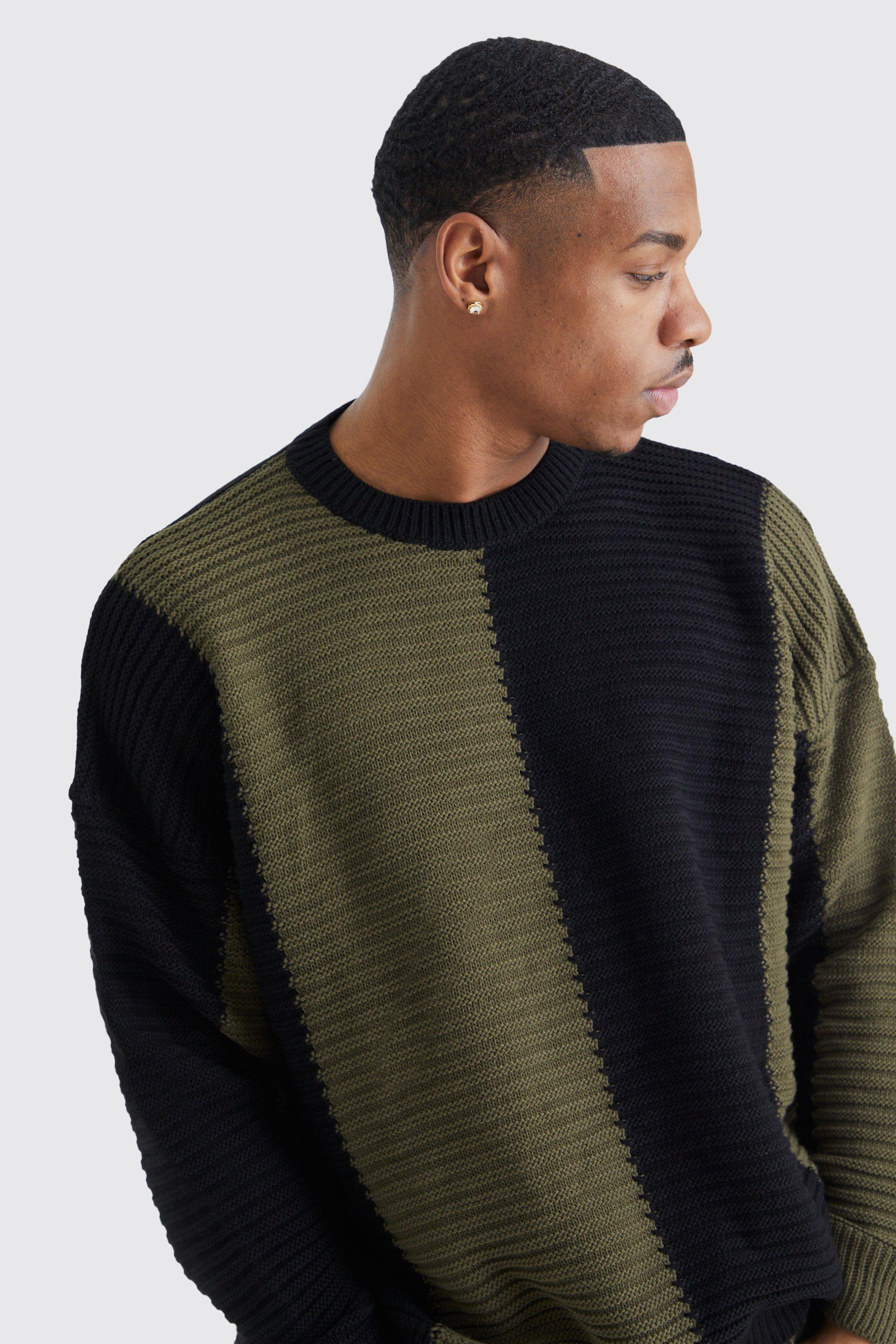 Oversized Pleated Colour Block Jumper