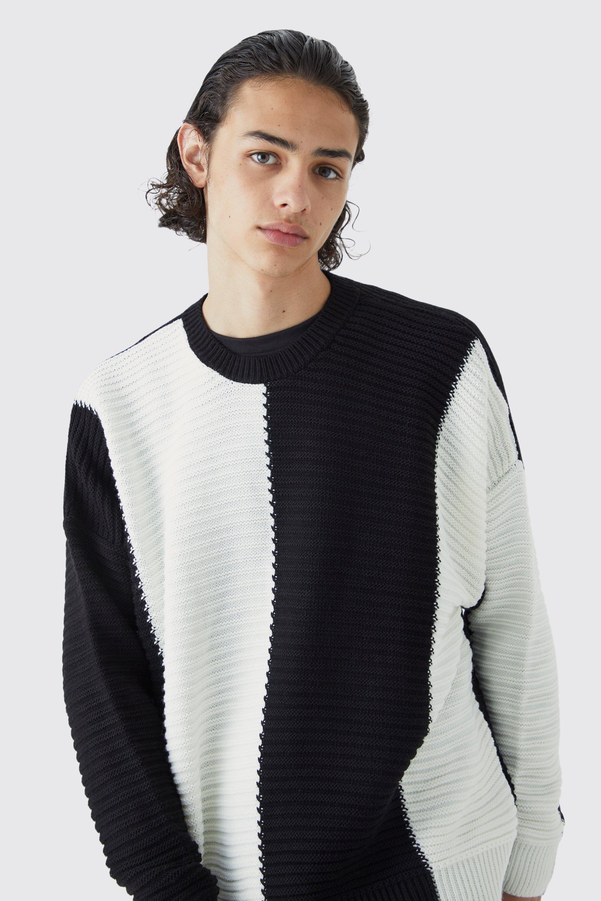 Oversized Pleated Colour Block Jumper