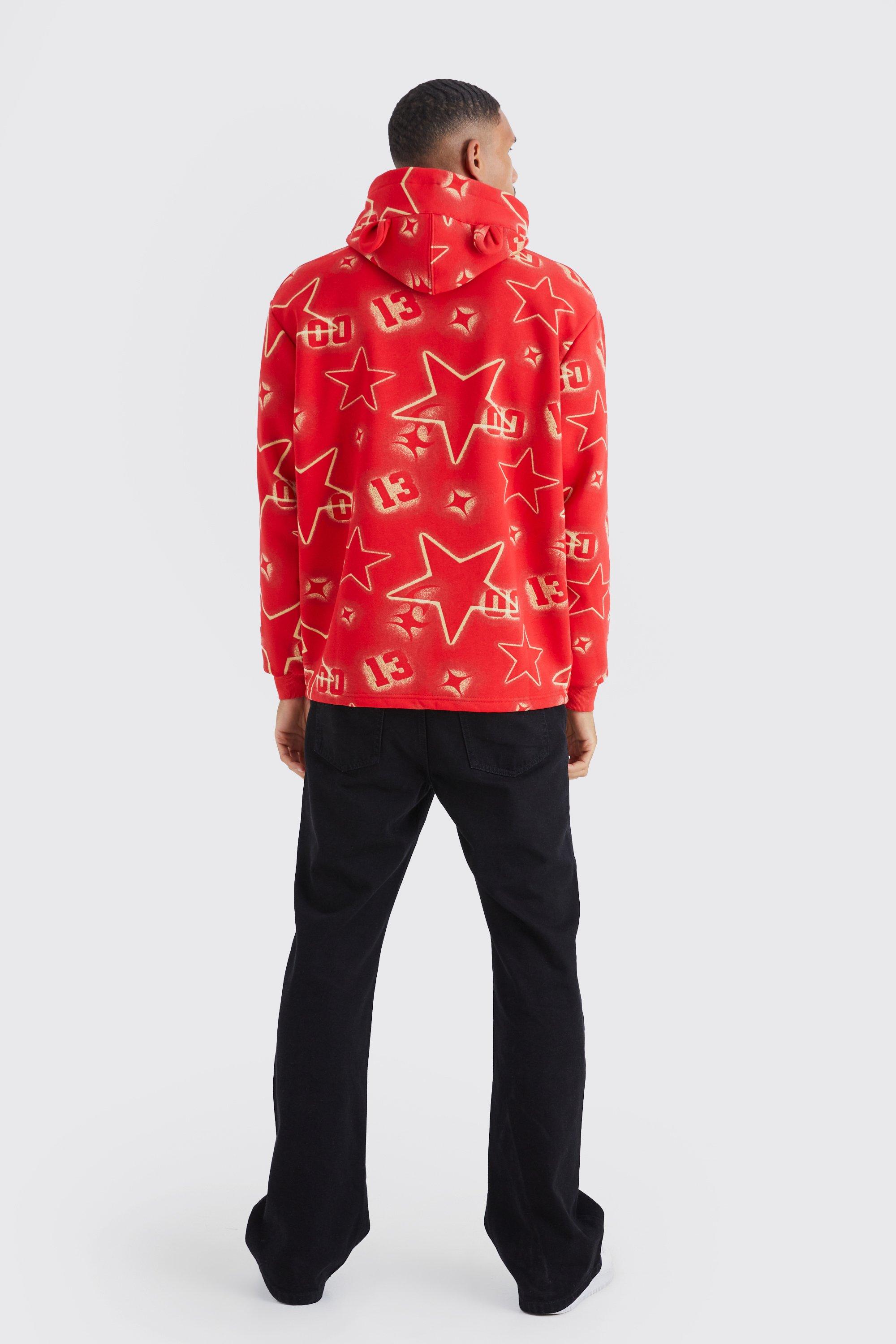 Red discount hoodie boohoo