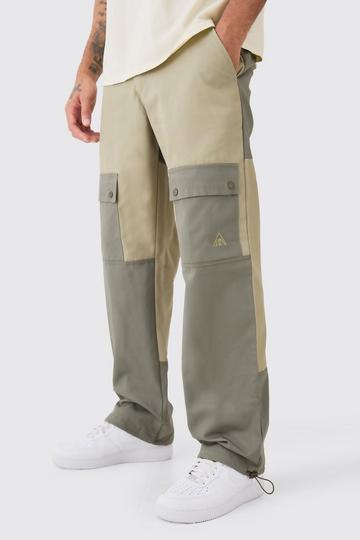 Khaki Relaxed Fit Colour Block Cargo Trouser