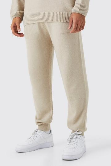 Oversized Homme Brushed Rib Knit Sweatpants stone